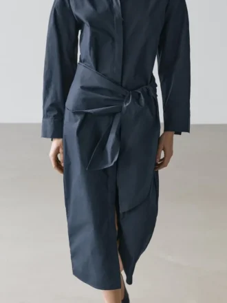 Abito chemisier midi con dettaglio a sciarpa