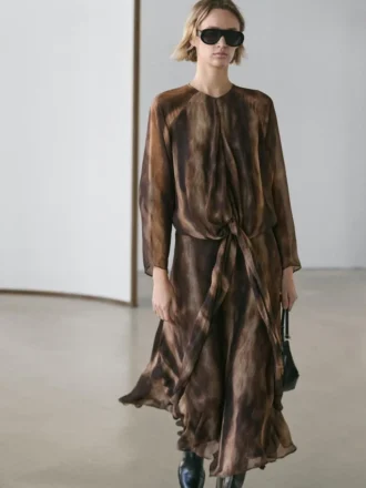 Abito fluido con stampa animalier