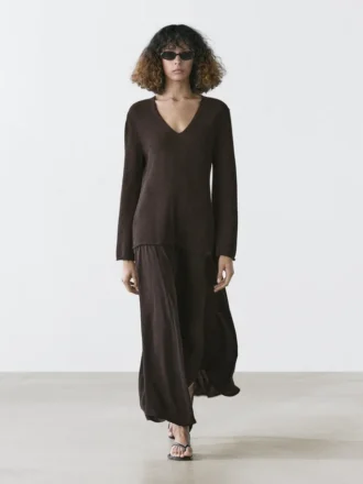 Abito in maglia mista cotone a contrasto