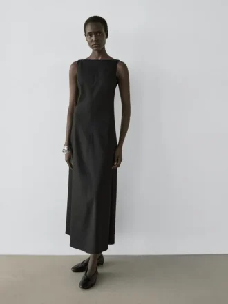 Abito lungo e fluido in misto lino