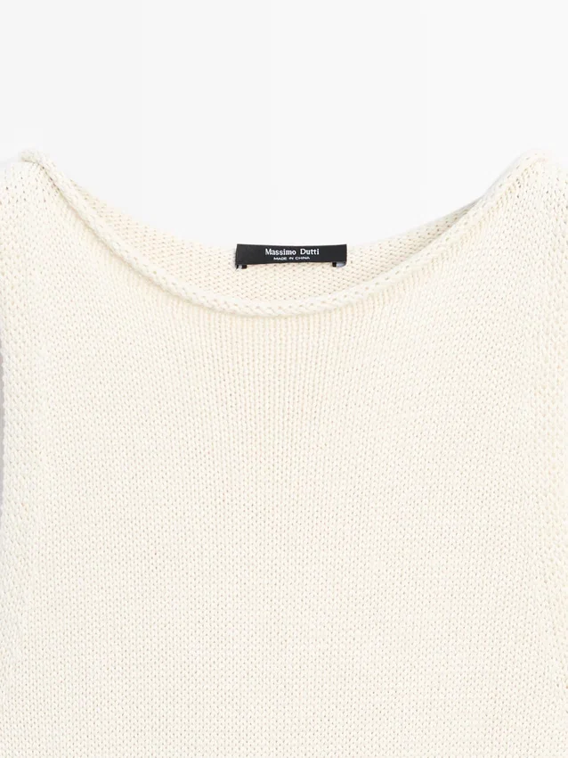 Abito midi in maglia a contrasto 100% cotone Abito midi in maglia a contrasto 100% cotone