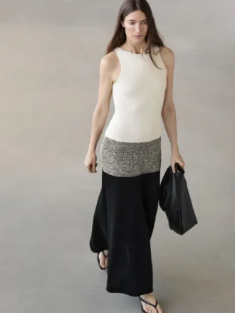 Abito midi in maglia a contrasto 100% cotone