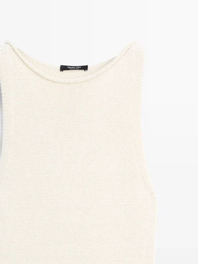 Abito midi in maglia a contrasto 100% cotone Abito midi in maglia a contrasto 100% cotone