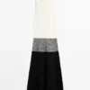 Abito midi in maglia a contrasto 100% cotone Abito midi in maglia a contrasto 100% cotone
