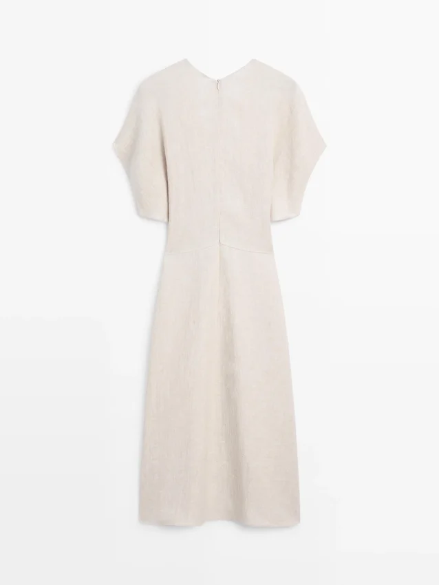 Abito midi leggero in lino a maniche corte Abito midi leggero in lino a maniche corte