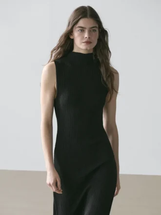 Abito midi plissettato con volant