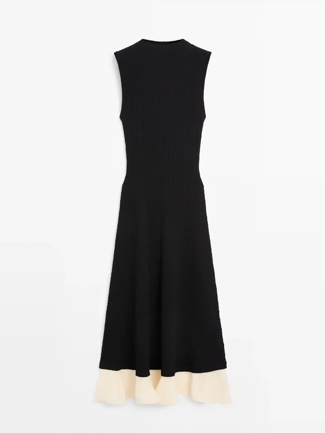 Abito midi plissettato con volant Abito midi plissettato con volant