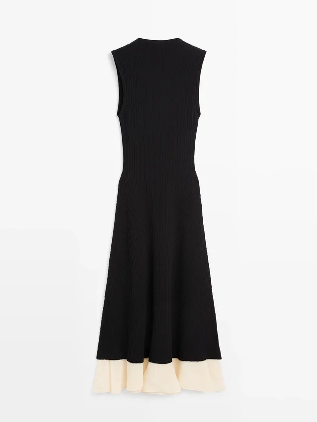 Abito midi plissettato con volant Abito midi plissettato con volant