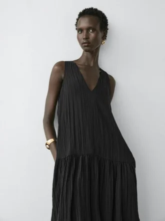Abito midi plissettato fluido