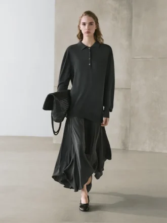 Abito polo in maglia a contrasto