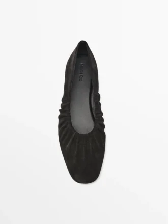 Ballerine in pelle spaccata arricciata