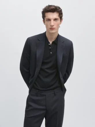 Blazer da completo a quadri in misto lana leggera