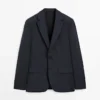 Blazer da completo a quadri in misto lana leggera