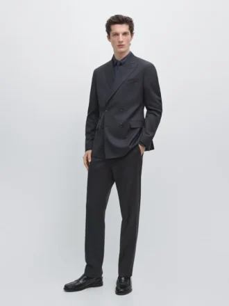 Blazer da completo doppiopetto in lana leggera