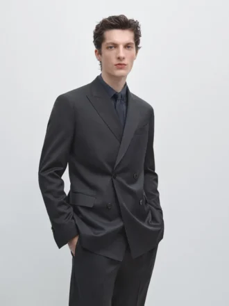 Blazer da completo doppiopetto in lana leggera