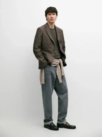 Blazer in lino con dettagli sulle tasche