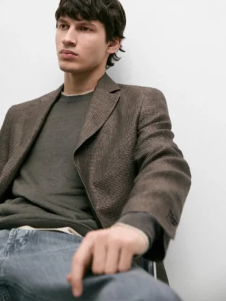 Blazer in lino con dettagli sulle tasche