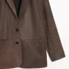 Blazer in pelle scamosciata con collo a revers