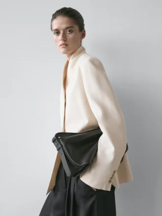 Blazer in raso con collo alto