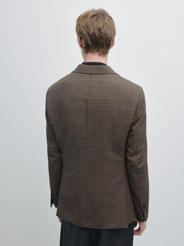 Blazer sartoriale in lana a quadri Blazer sartoriale in lana a quadri