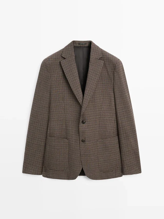 Blazer sartoriale in lana a quadri Blazer sartoriale in lana a quadri
