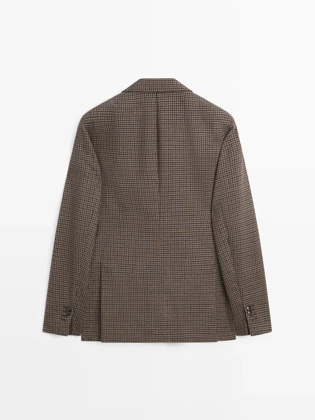 Blazer sartoriale in lana a quadri Blazer sartoriale in lana a quadri