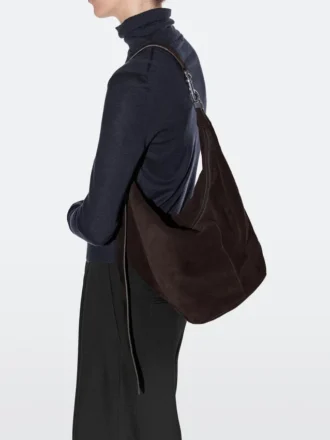 Borsa a secchiello in pelle scamosciata crosta