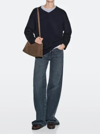 Borsa a secchiello in pelle scamosciata crosta