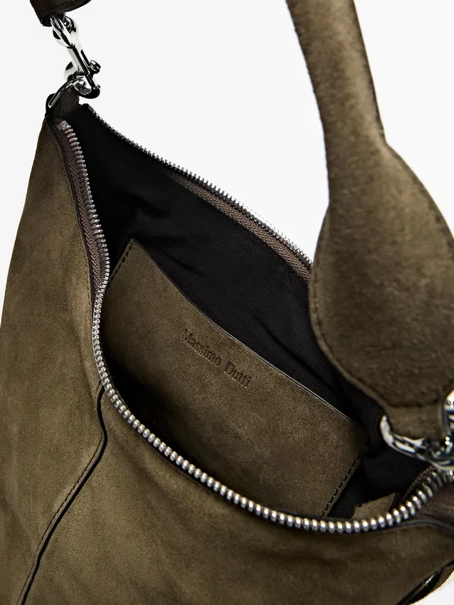 Borsa a secchiello in pelle scamosciata crosta Borsa a secchiello in pelle scamosciata crosta