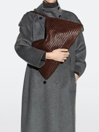 Borsa a tracolla grande in pelle nappa intrecciata