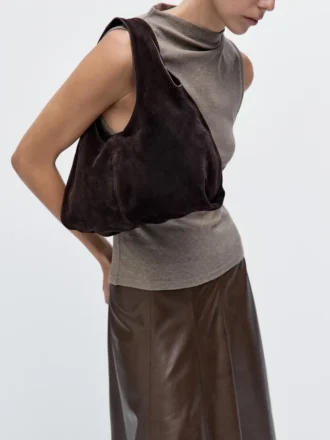 Borsa da donna media in pelle crosta