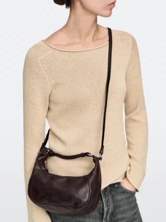 Borsa in pelle nappa con fibbia in metallo