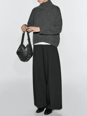 Borsa in pelle nappa con occhielli