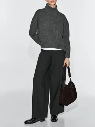 Borsa in pelle scamosciata crosta con occhielli