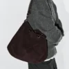 Borsa in pelle scamosciata crosta con occhielli