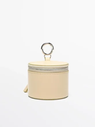 Borsa rotonda in pelle nappa con strass