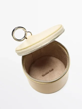 Borsa rotonda in pelle nappa con strass