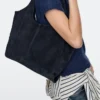 Borsa shopper media in pelle crosta