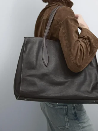 Borsa tote iconica in pelle nappa maxi