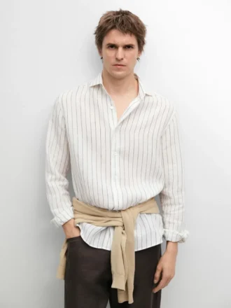 Camicia a righe 100% lino