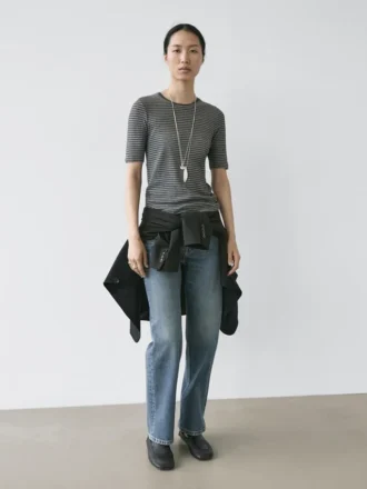 Camicia a righe a maniche corte