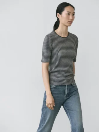 Camicia a righe a maniche corte