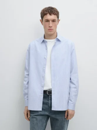 Camicia a righe in 100% cotone, vestibilità regolare
