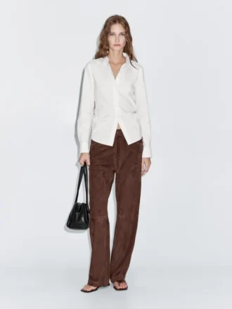 Camicia elasticizzata in misto cotone