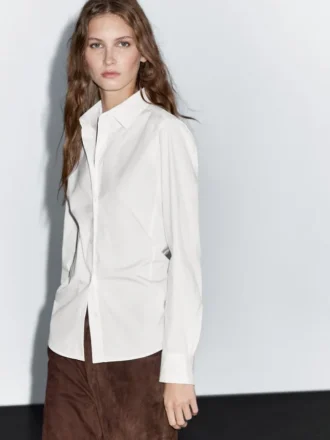 Camicia elasticizzata in misto cotone