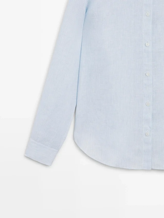 Camicia fluida a righe sottili in 100% lino Camicia fluida a righe sottili in 100% lino
