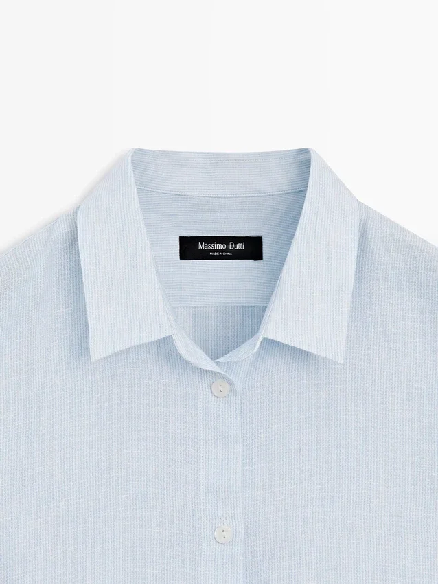 Camicia fluida a righe sottili in 100% lino Camicia fluida a righe sottili in 100% lino
