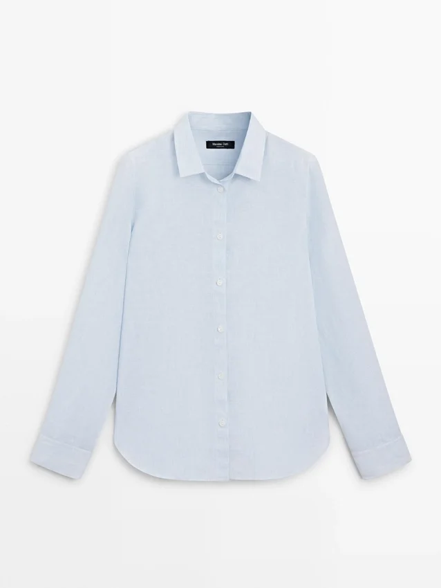 Camicia fluida a righe sottili in 100% lino Camicia fluida a righe sottili in 100% lino