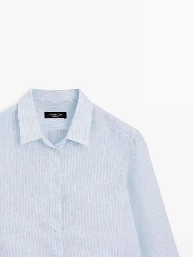 Camicia fluida a righe sottili in 100% lino Camicia fluida a righe sottili in 100% lino