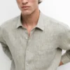 Camicia fluida in lino con tasca